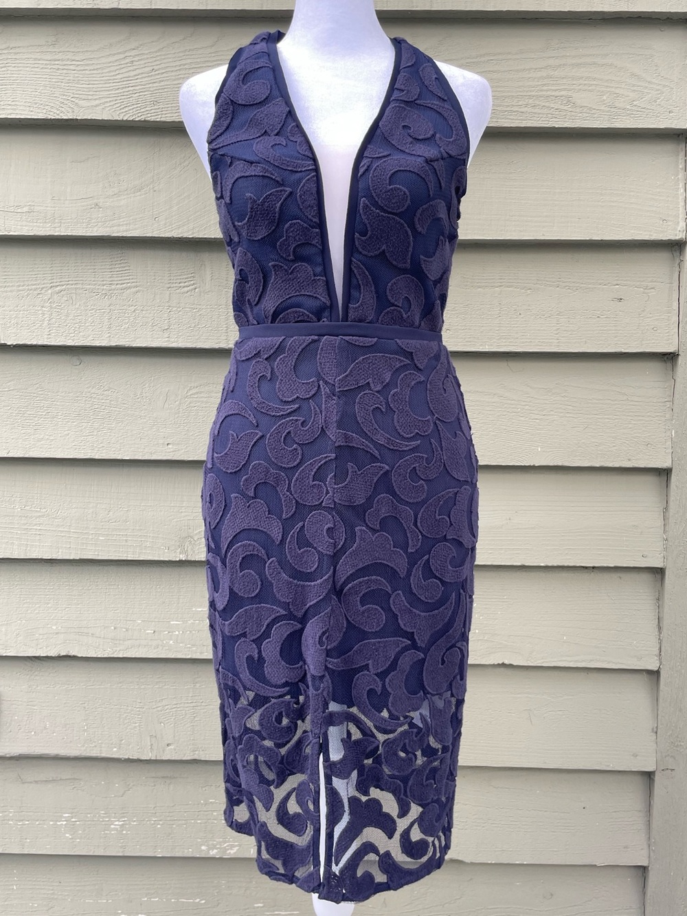 Manning Cartell Deep Indigo Lace Halter Midi Dress size Petite Small